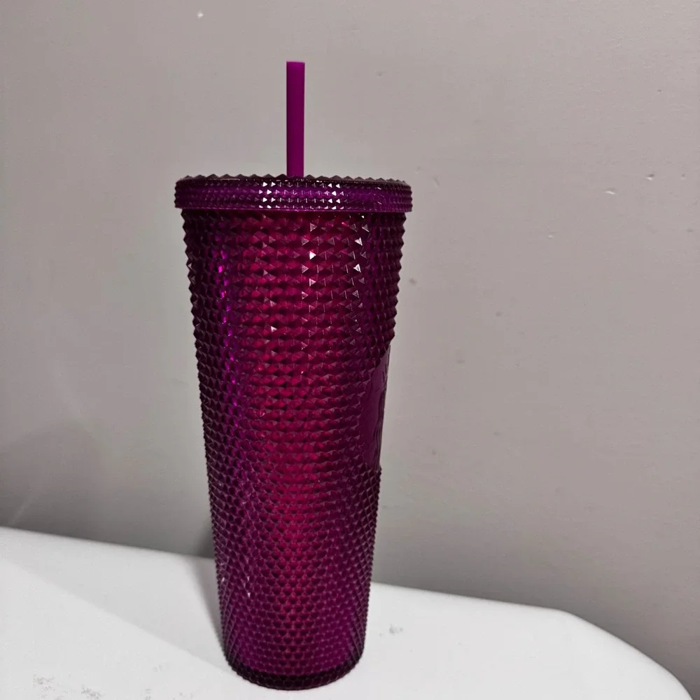 Starbucks Tumbler Unisex 24oz Fuchsia Pink Excellent Studded Venti Cold Cup 2022
